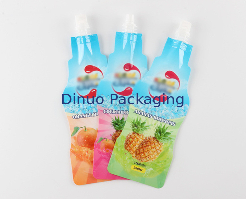 Τυπωμένη η συνήθεια Doypack τσαντών στάση φύλλων αλουμινίου αργιλίου ακροφυσίων ποτών διαμορφωμένη μπουκάλι ρίχνει επάνω τη σακούλα