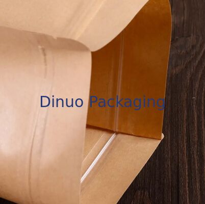 Eco Friendly Kraft Paper Stand Up Pouches Food Grade Resealable Clear Window Storage Bags for Snacks Coffee Home Kitchen